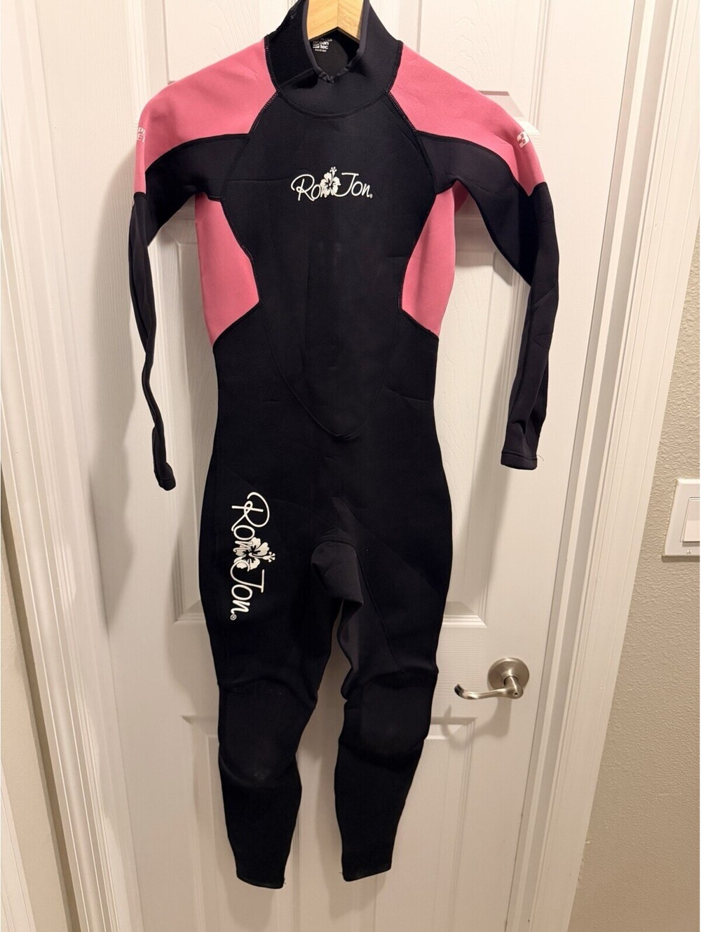 Ron Jon Surf Shop Women's Size 8 Full Wetsuit Black Pink Scuba Diving Surf